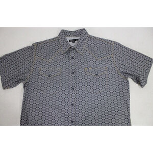TIM HAUL Short Sleeve Western Shirt Pearl Snap Gray Print Mens Large